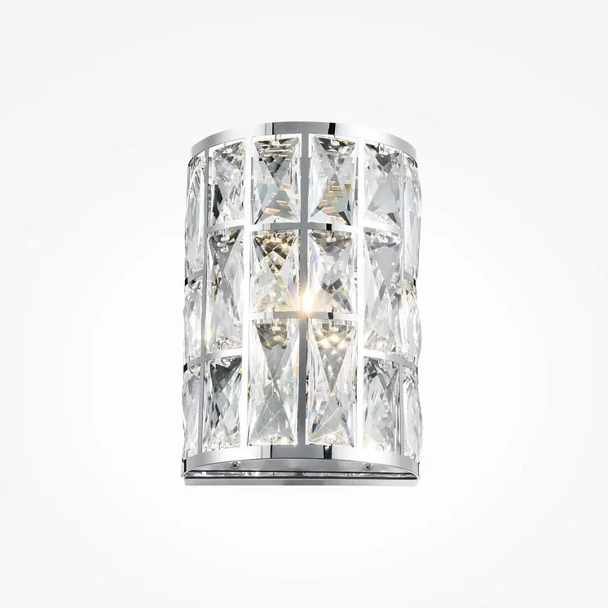 Wall lamp with chrome-colored metal frame and transparent crystal plates – Gelid | Maytoni