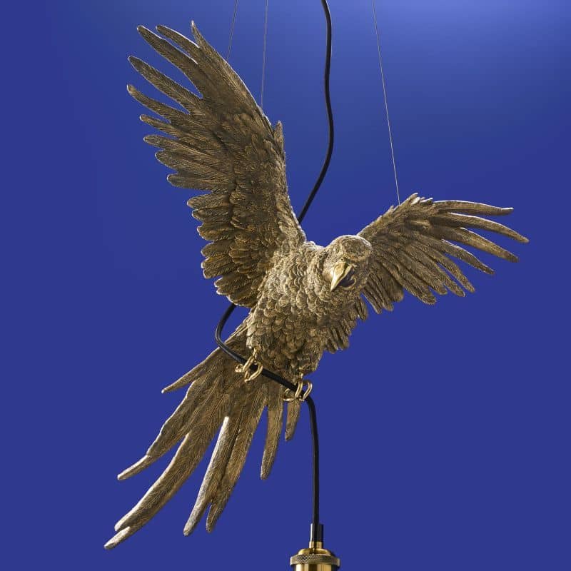 Ceiling Light – Sculptural Design, Exotic Animal Motif, Polyresin Construction, Golden Finish – Parrot Percy | WERNS