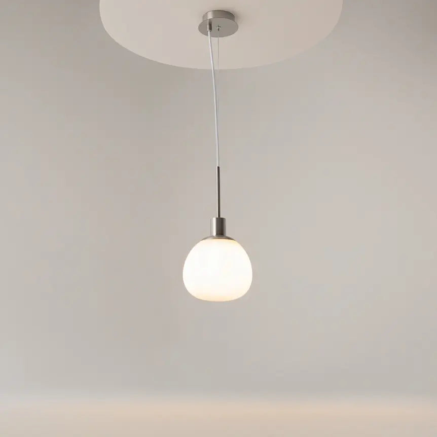 Pendant light with opal glass diffuser and nickel finish in a modern design - Erich | Maytoni