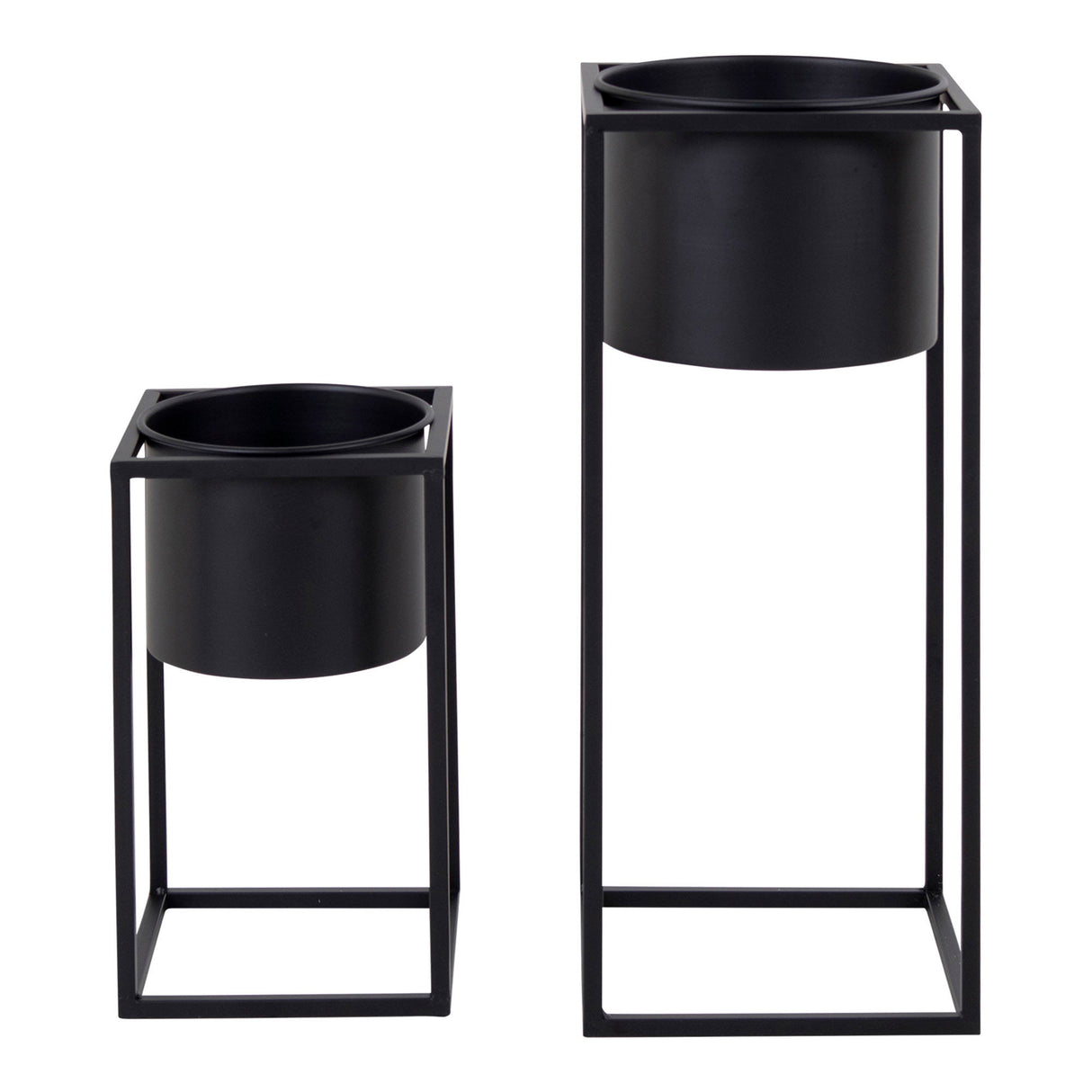 Blumentopf-Set – Schwarzer Stahl, Zweier-Set, Zwei unterschiedliche Höhen - Marla | House Nordic