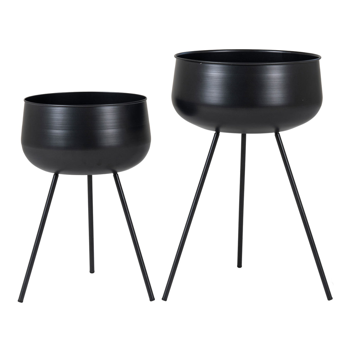 Blumentopf – Schwarzer Stahl, Zweier-Set, Höhenkombination - Ardola | House Nordic