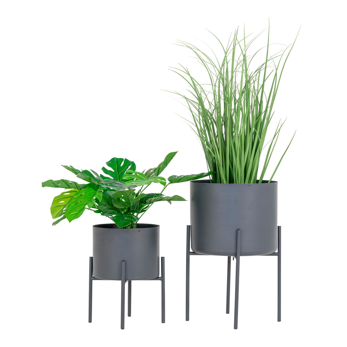 Blumentopf-Set – Grauer Stahl, Zwei Stück, Erhöhte Pflanzenelemente - Pavia | House Nordic
