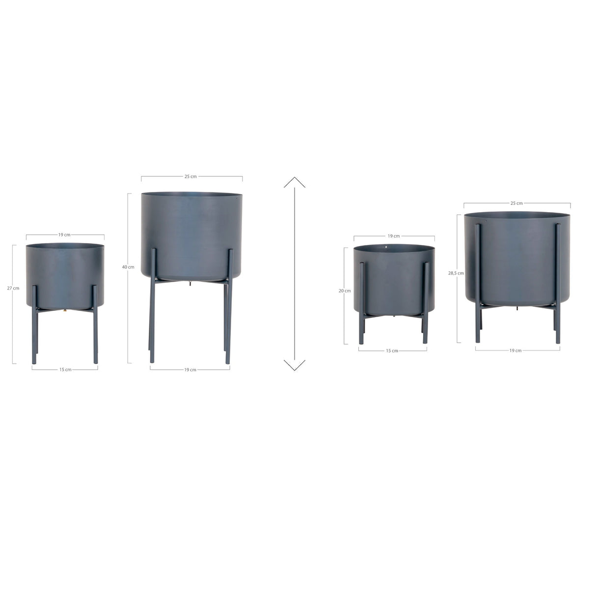Blumentopf-Set – Grauer Stahl, Zwei Stück, Erhöhte Pflanzenelemente - Pavia | House Nordic