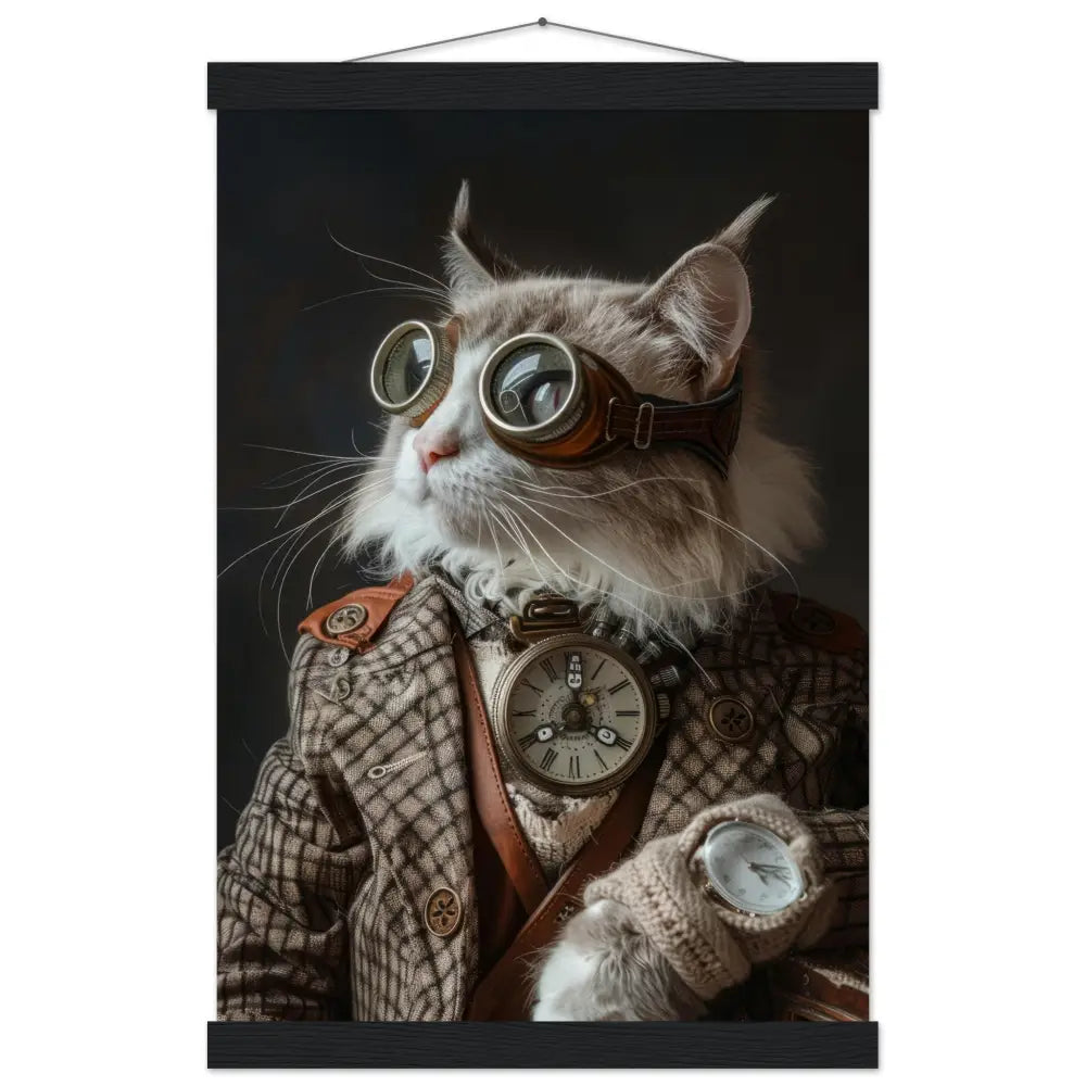 School Poster – Javanese Cat, Steampunk Outfit, Antique Pocket Watch | St Tropez Art