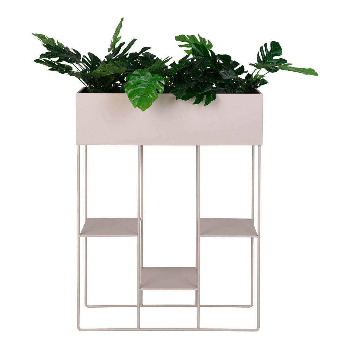 Pflanzgefäß – Sandfarbener Stahl, Drei Ablagen, 80 cm Höhe - Rabo | House Nordic