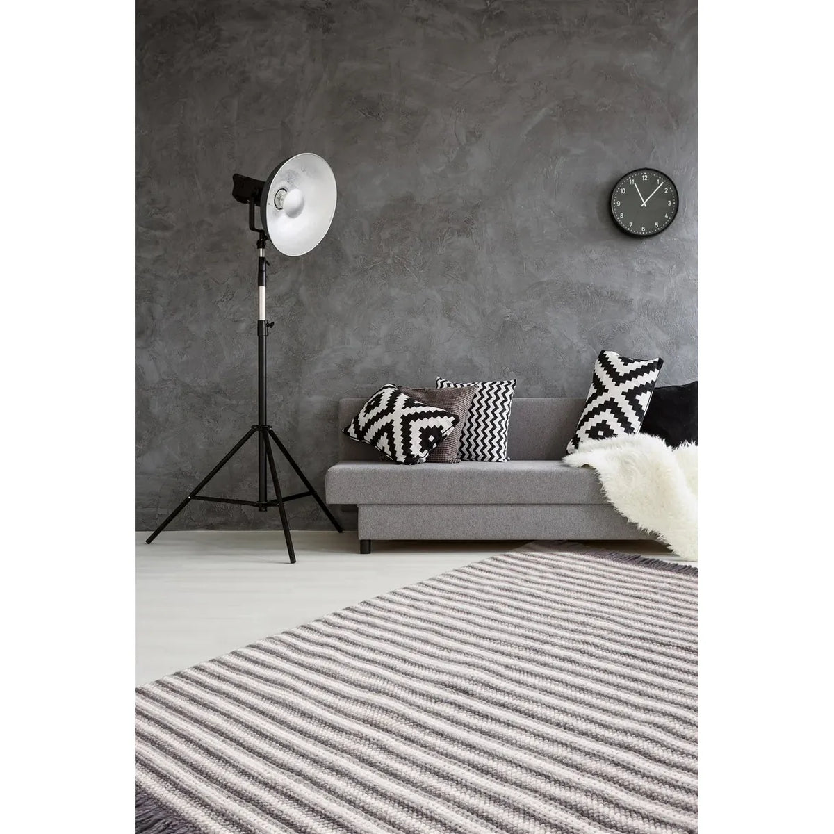 Teppich – Flachgewebe Struktur, Streifenmuster Design, Fransen Design, 120 x 170 cm - Natura 310 | Kayoom