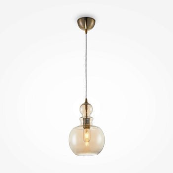 Pendelleuchte mit Bronze - Metallrahmen und bernsteinfarbenem Glasschirm im modernen Design – Tone | Maytoni - Esszett Luxury | Stilvolles Wohnen mit Charakter