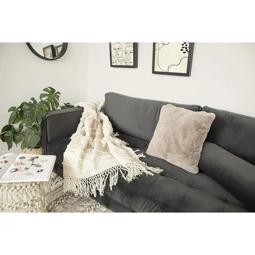 Decke – Naturfarben Handgewebt Fransen - Design – Bohist 325 | Kayoom - Esszett Luxury | Stilvolles Wohnen mit Charakter