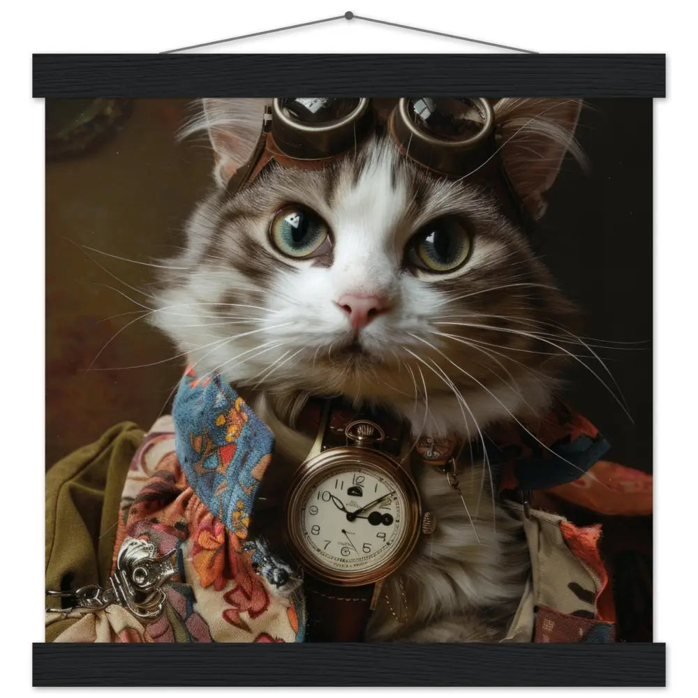 School Poster – Manx Cat, Steampunk Outfit, Retro Glasses | St Tropez Art