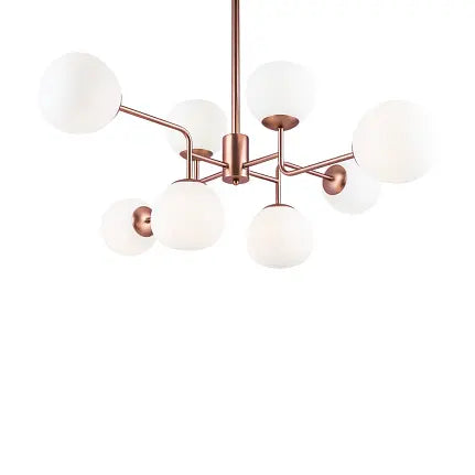 Kronleuchter – Messingfarbenes Metall, 8 Glasschirme, 8× E14 Fassung, 40 W Leistung - Erich | Maytoni