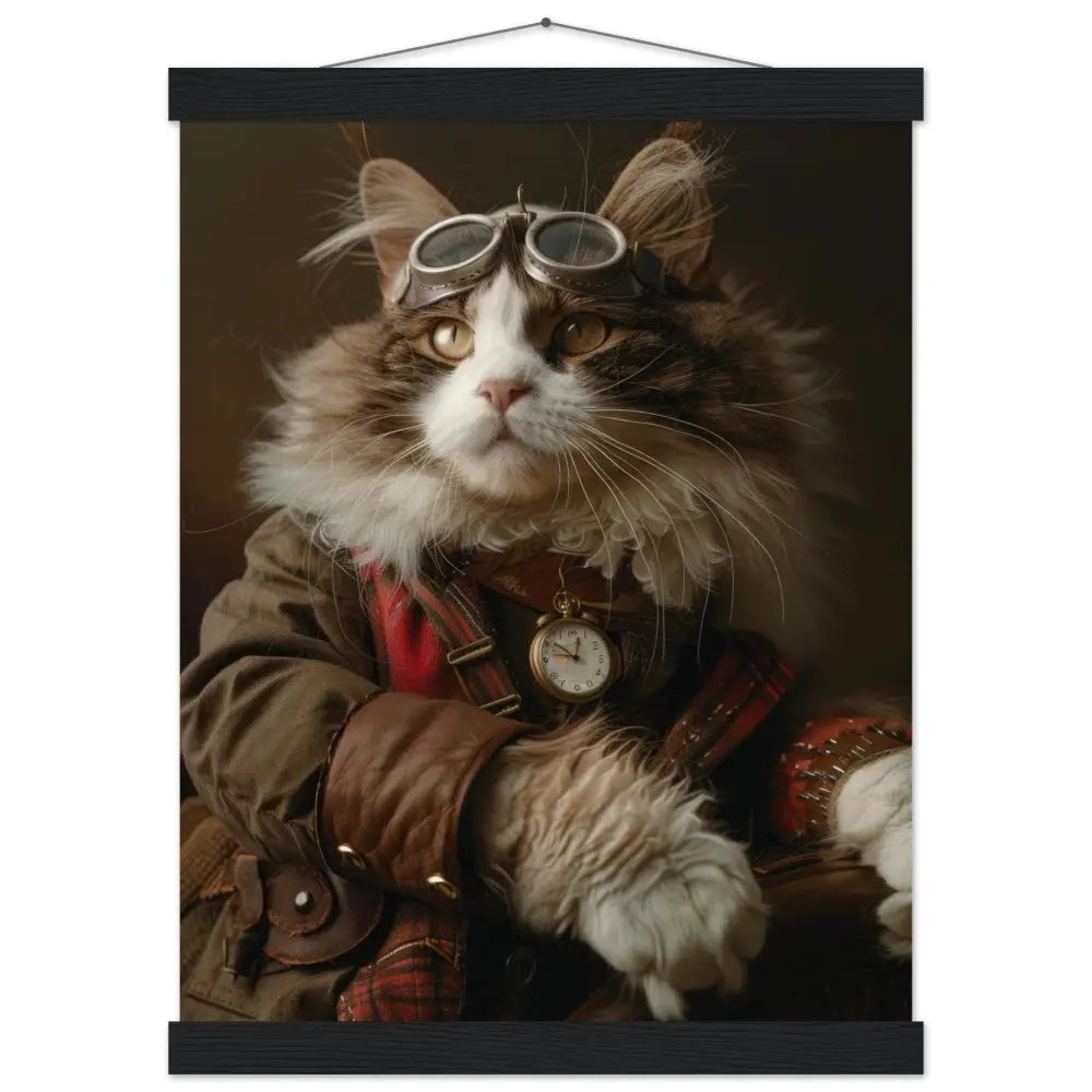 School Poster - Turkish Van Cat, Steampunk Outfit, Retro Glasses | St Tropez Art