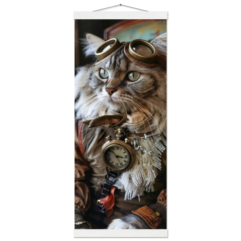 Schulposter - Ragamuffin-Katze-Motiv, mattes FSC-zertifiziertes Papier, Magnet-Holzleisten aus Kiefernholz, magnetische Holzdübel oben & unten | St Tropez Art