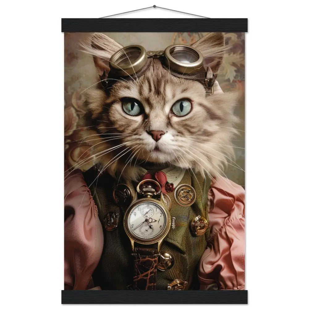 School Poster - Ocicat Cat, Steampunk Outfit, Glasses | St Tropez Art