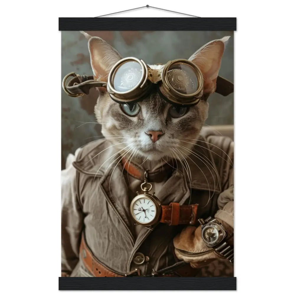 School Poster - Singapura Cat, Steampunk Outfit, Glasses | St Tropez Art