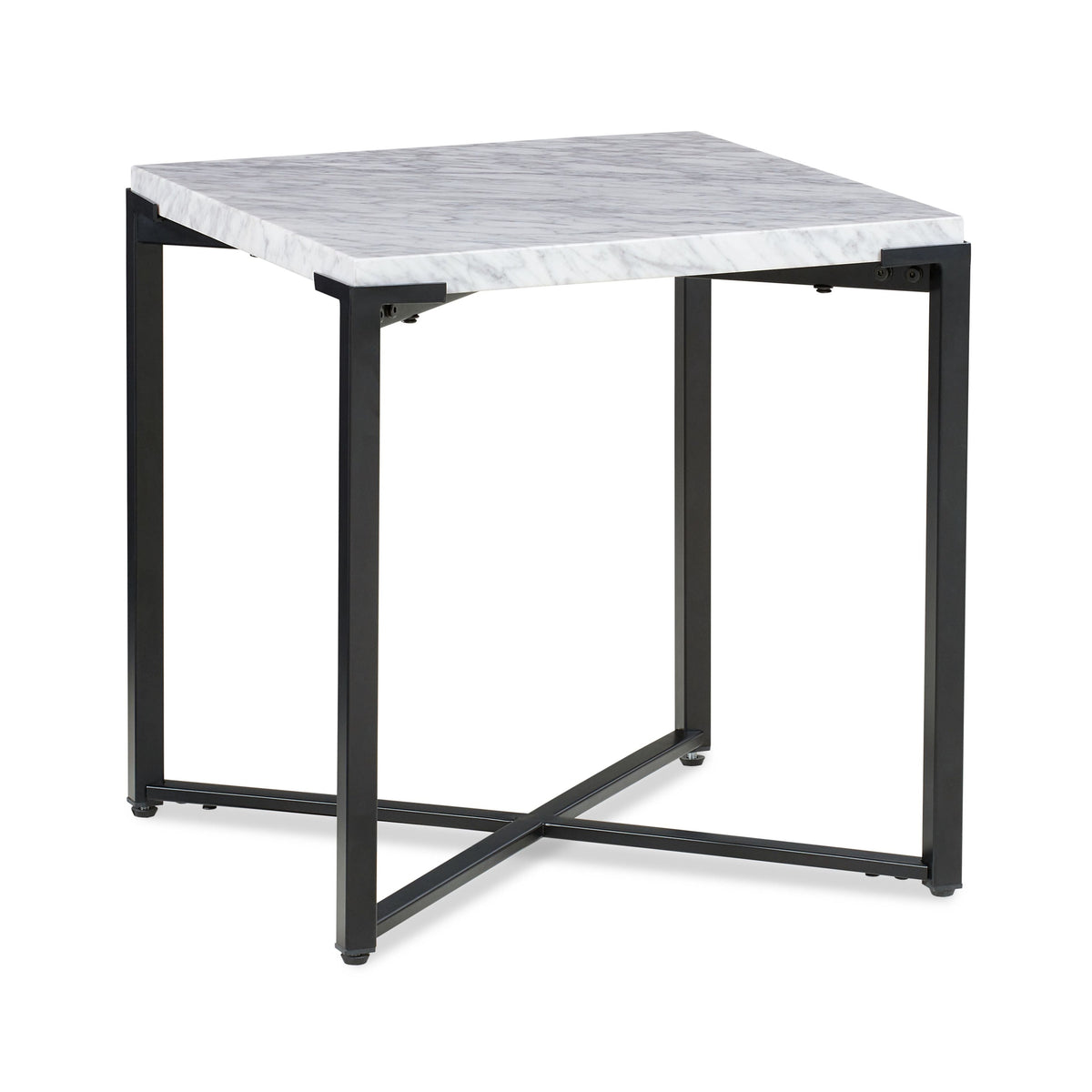 Beistelltisch – Carrara Marmor, Stahlgestell, Mattschwarz - Saxon | Modus Furniture International