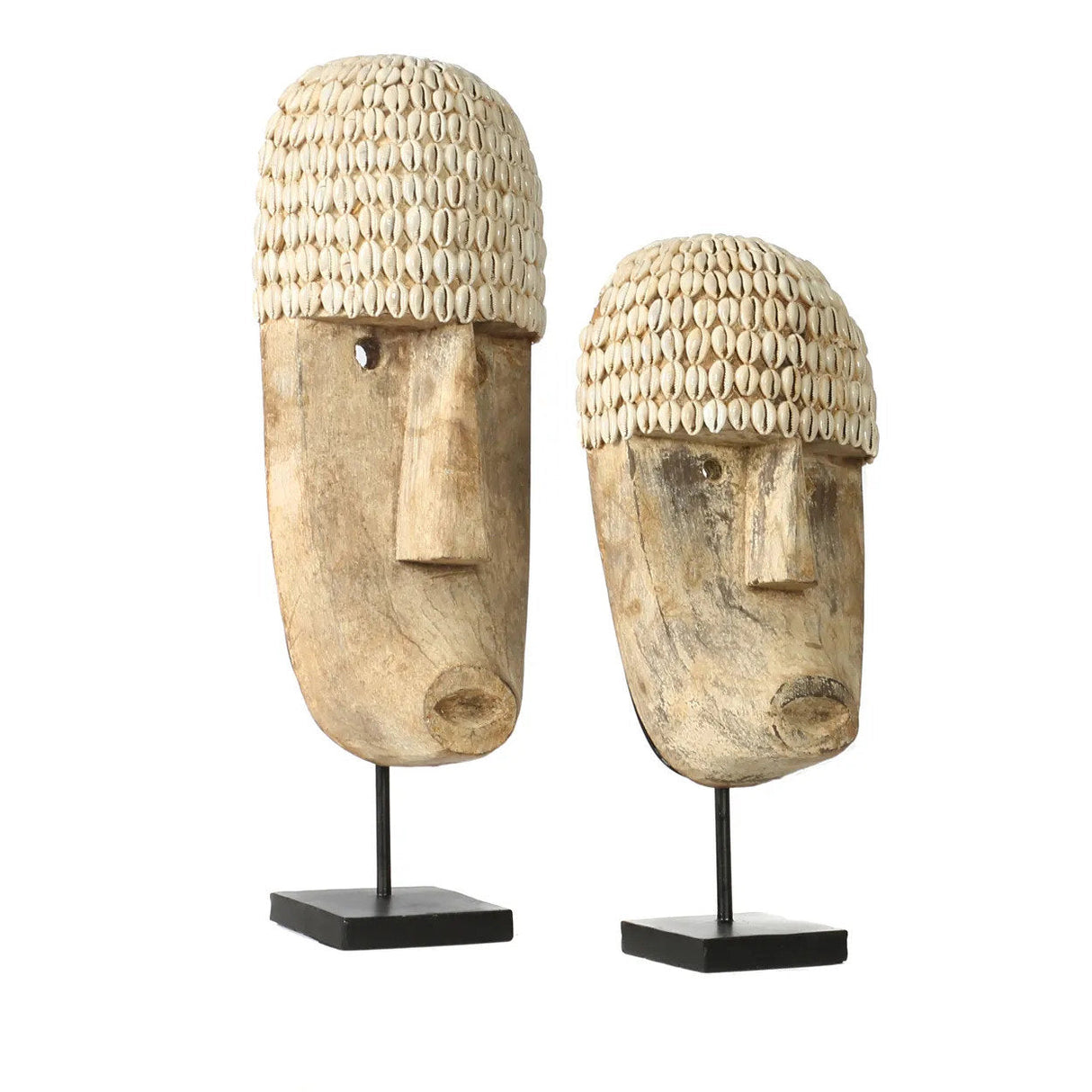 Dekofigur – Kaurimuscheln, Muschelbesatz, Dekoständer, L - Cowrie Mask | Bazar Bizar Antwerp