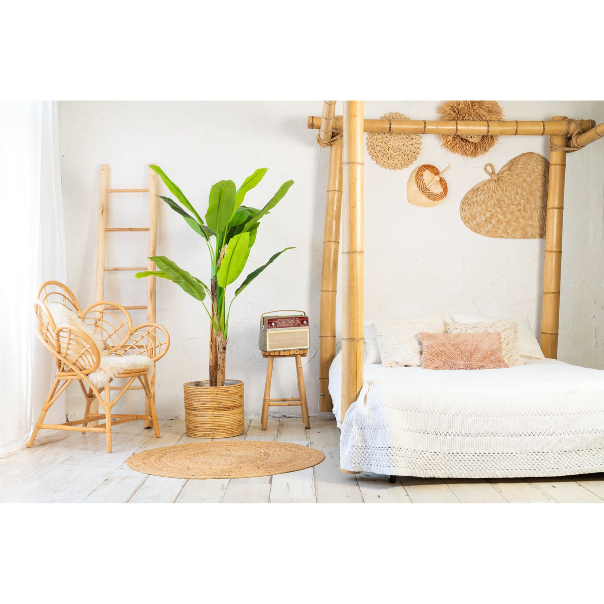 Kunstpflanze – Kunststoffmaterial, Tropisches Design, Große Blätter - Bananenbaum | NeverLeafs