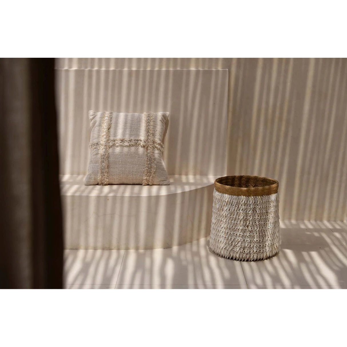 Kissenbezug – Baumwolle Material, Boho Stil, Natur Ton - Nomad | Bazar Bizar Antwerp