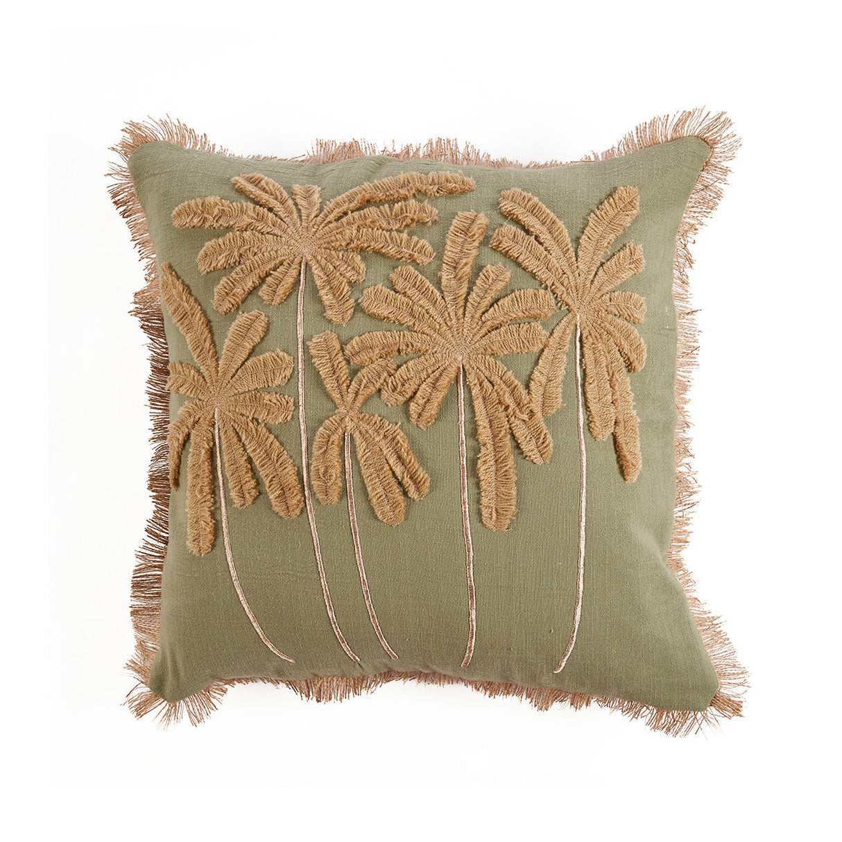 Kissenbezug – Baumwolle Material, Zeitloses Design, Waldgrüner Ton - Tropical Breeze | Bazar Bizar Antwerp