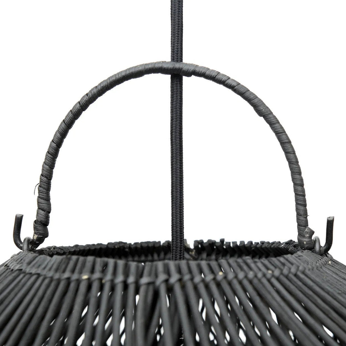 Pendant Lamp – Braided Rattan, Cloud Shape, Black Finish, M – Cloud | Bazar Bizar Antwerp