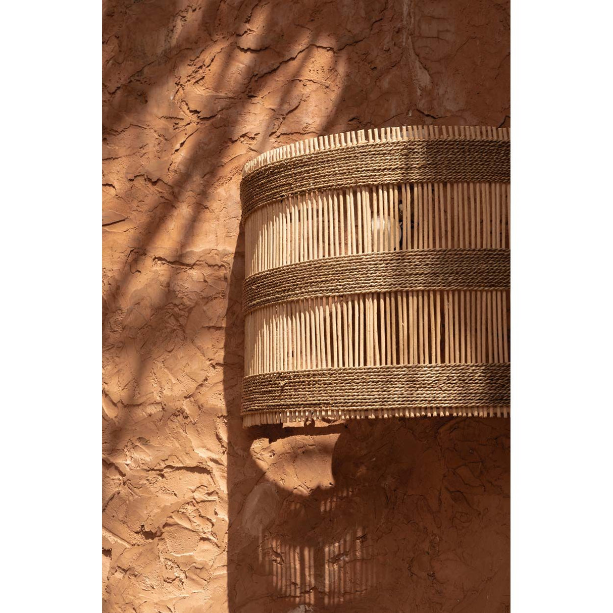 Wandleuchte – Rattan, Geflochtenes Design, Halbzylinderform, M - Doedoe | Bazar Bizar Antwerp