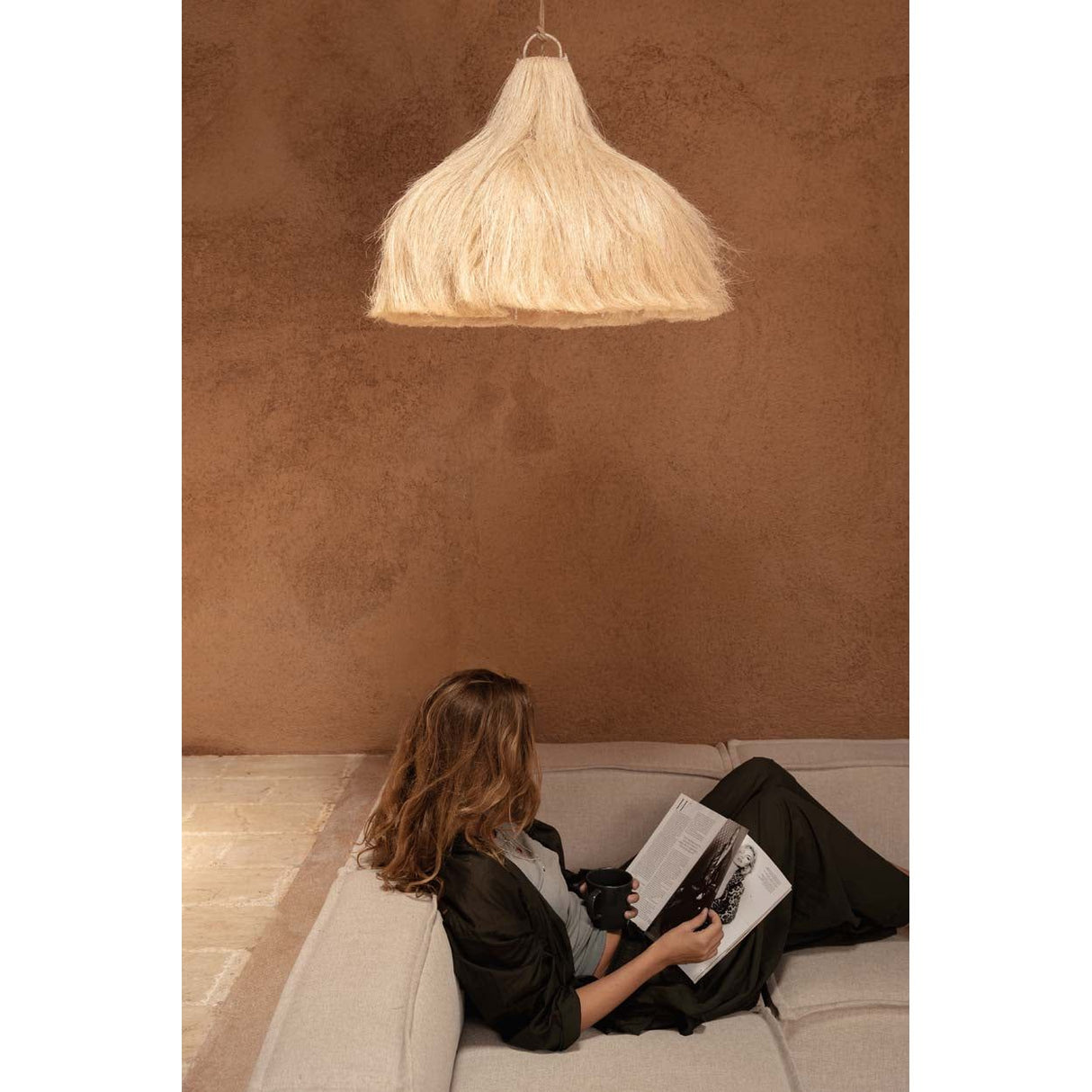 Pendelleuchte – Ramiefaser, Mehrlagiges Design, Natur Finish, M - Rami | Bazar Bizar Antwerp