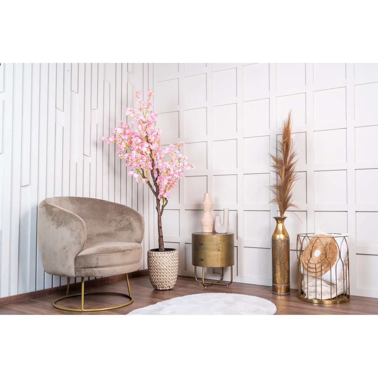 Kunstpflanze – Kunststoffmaterial, Botanisches Design, Blütendesign, 150 cm - Kirschblüte Deluxe | NeverLeafs