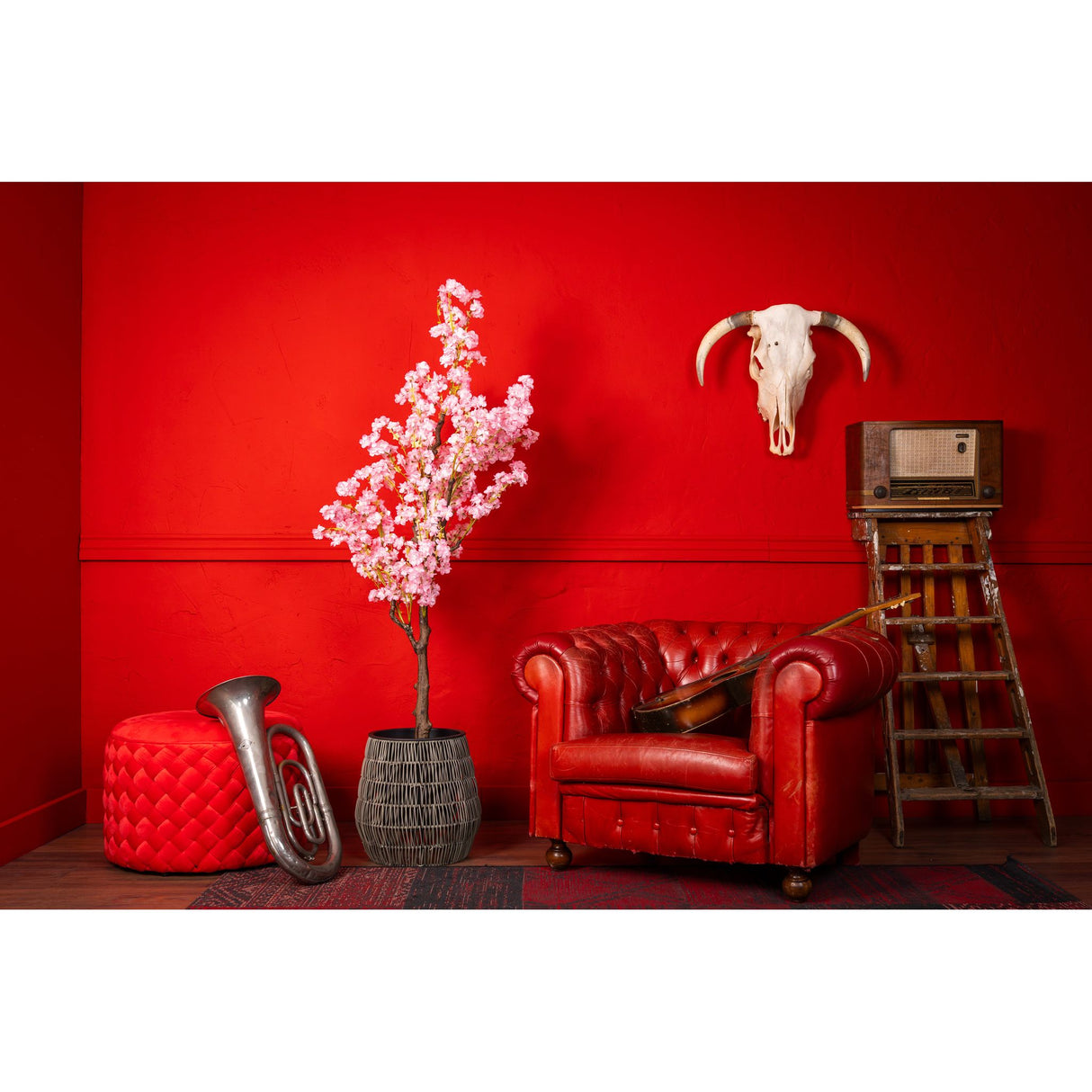 Kunstpflanze – Kunststoffmaterial, Botanisches Design, Blütendesign, 150 cm - Kirschblüte Deluxe | NeverLeafs