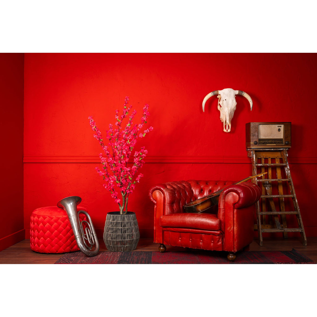 Kunstpflanze – Kunststoffmaterial, Botanisches Design, Blütendesign, 150 cm - Kirschblüte | NeverLeafs