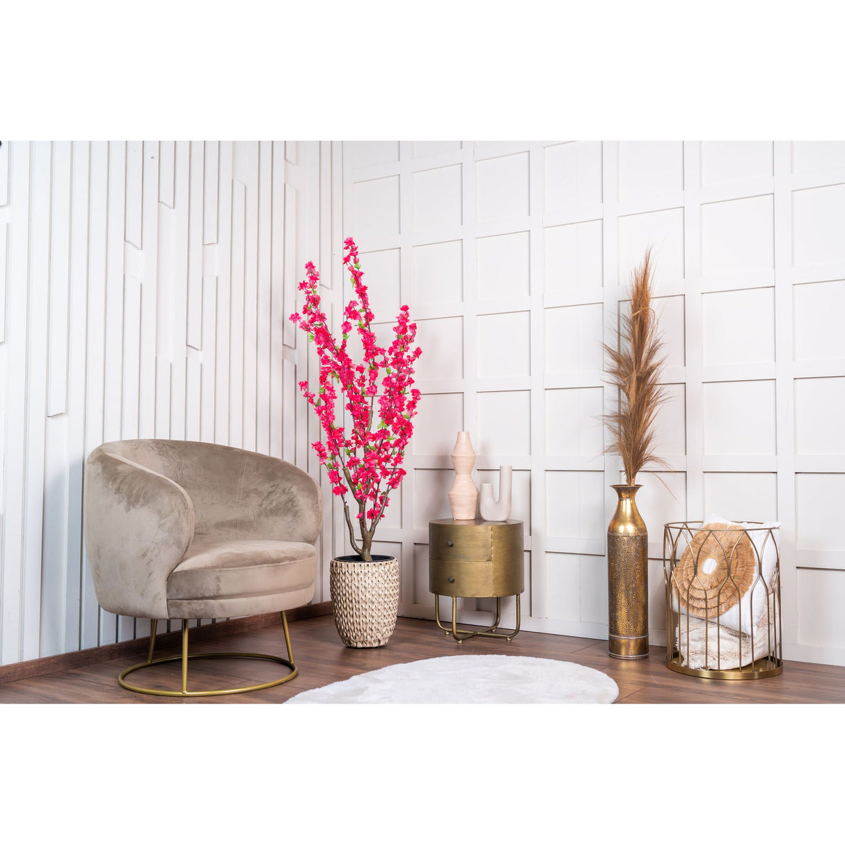 Kunstpflanze – Kunststoffmaterial, Botanisches Design, Blütendesign, 150 cm - Kirschblüte | NeverLeafs
