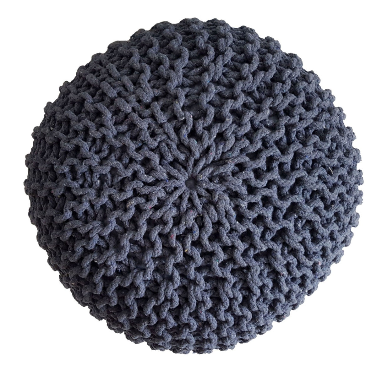 Pouf – Recycelte Baumwolle, Chunky Strick, Jeansblau Farbe, 45 | MVG Voglrieder