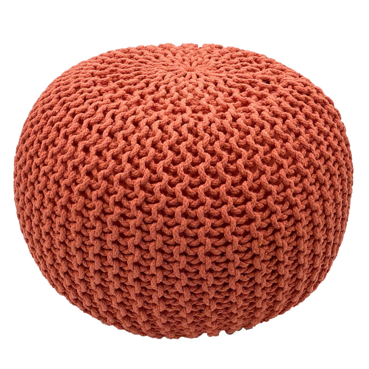 Pouf – Recycelte Baumwolle, Chunky Strick, Terracotta Farbe, 45 cm | MVG Voglrieder