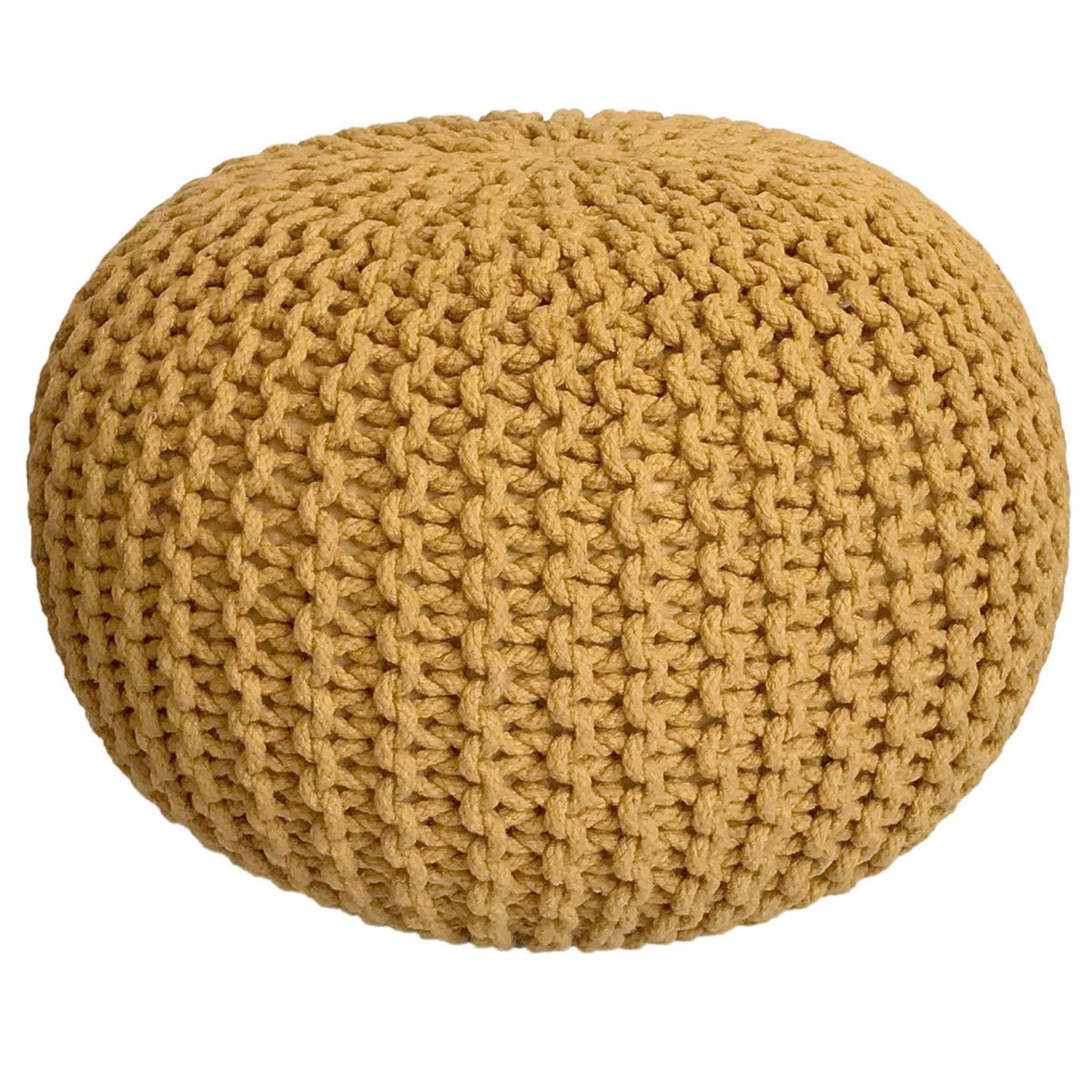 Pouf - Chunky Knit Look, Recycled Cotton, Compact Size | MVG Voglrieder