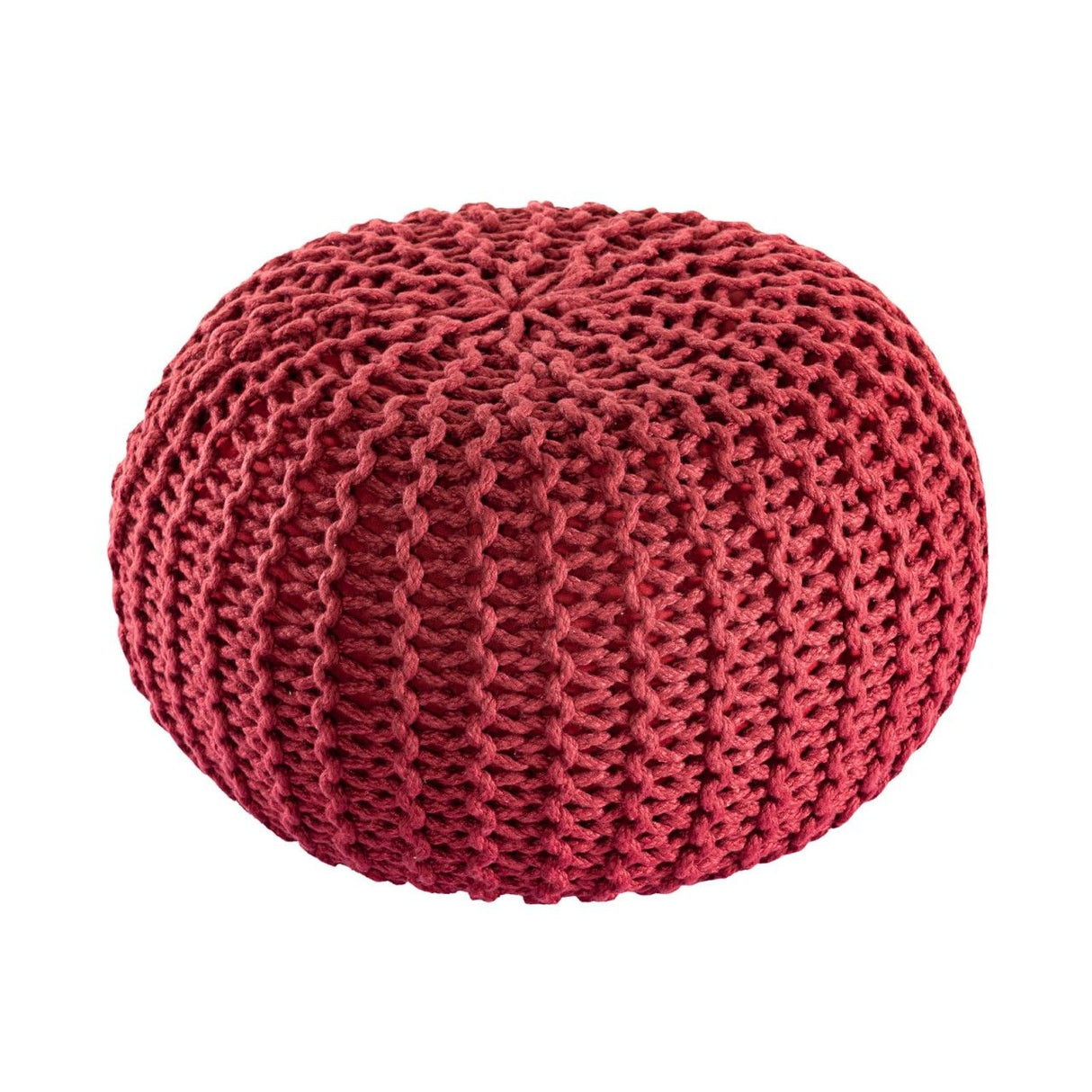 Pouf – Recycelter Kunststoff, Strick Design, Rostbraun Farbe , 55 cm- Premium | MVG Voglrieder