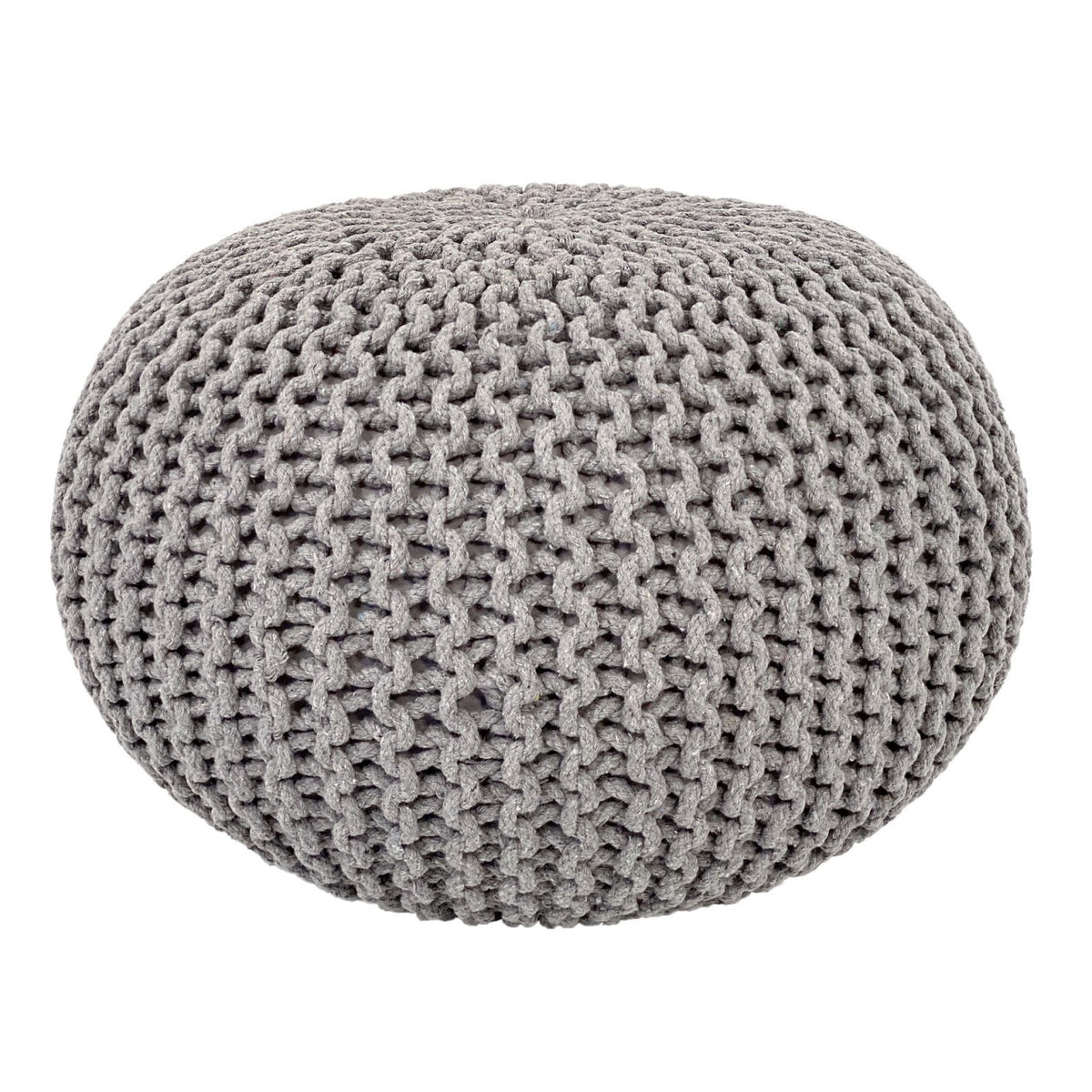 Pouf – Recycelte Baumwolle, Chunky Strick, Hellgrau Farbe, 55 cm | MVG Voglrieder