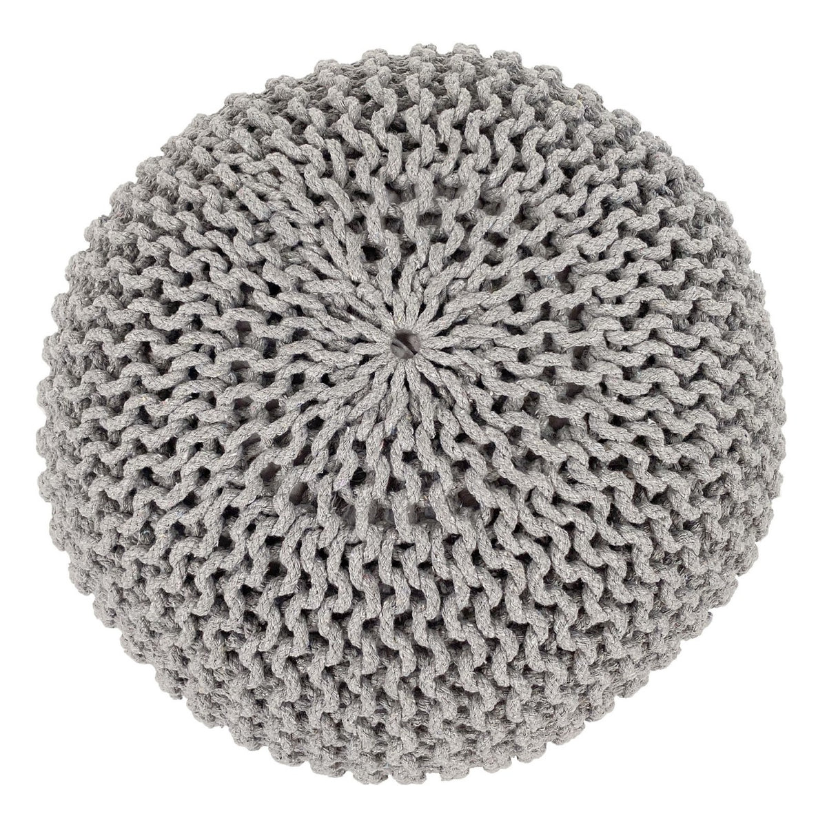 Pouf – Recycelte Baumwolle, Chunky Strick, Hellgrau Farbe, 55 cm | MVG Voglrieder