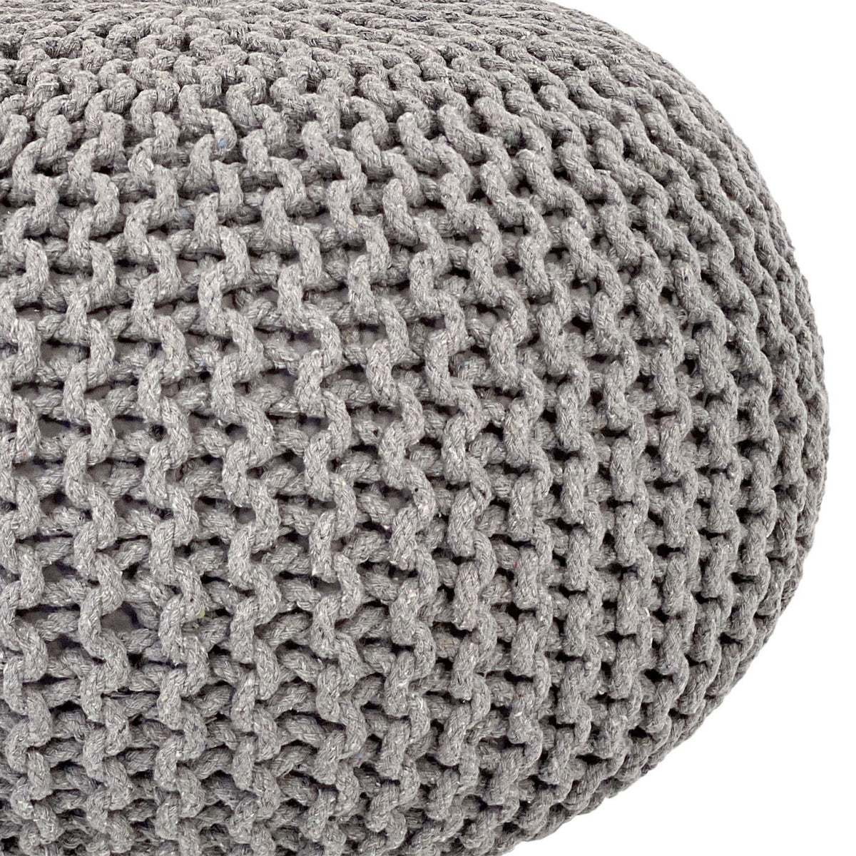 Pouf – Recycelte Baumwolle, Chunky Strick, Hellgrau Farbe, 55 cm | MVG Voglrieder