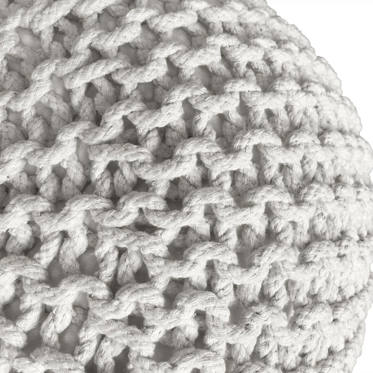Pouf – Recycelte Baumwolle, Chunky Strick, Weiß Farbe, 55 cm | MVG Voglrieder