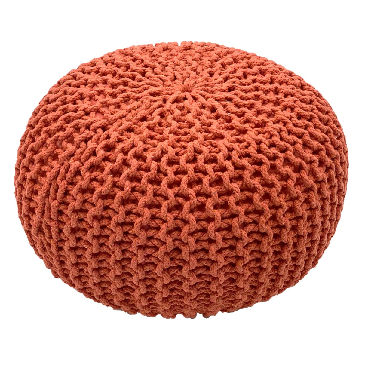 Pouf – Recycelte Baumwolle, Chunky Strick, Terracotta, 55 cm | MVG Voglrieder