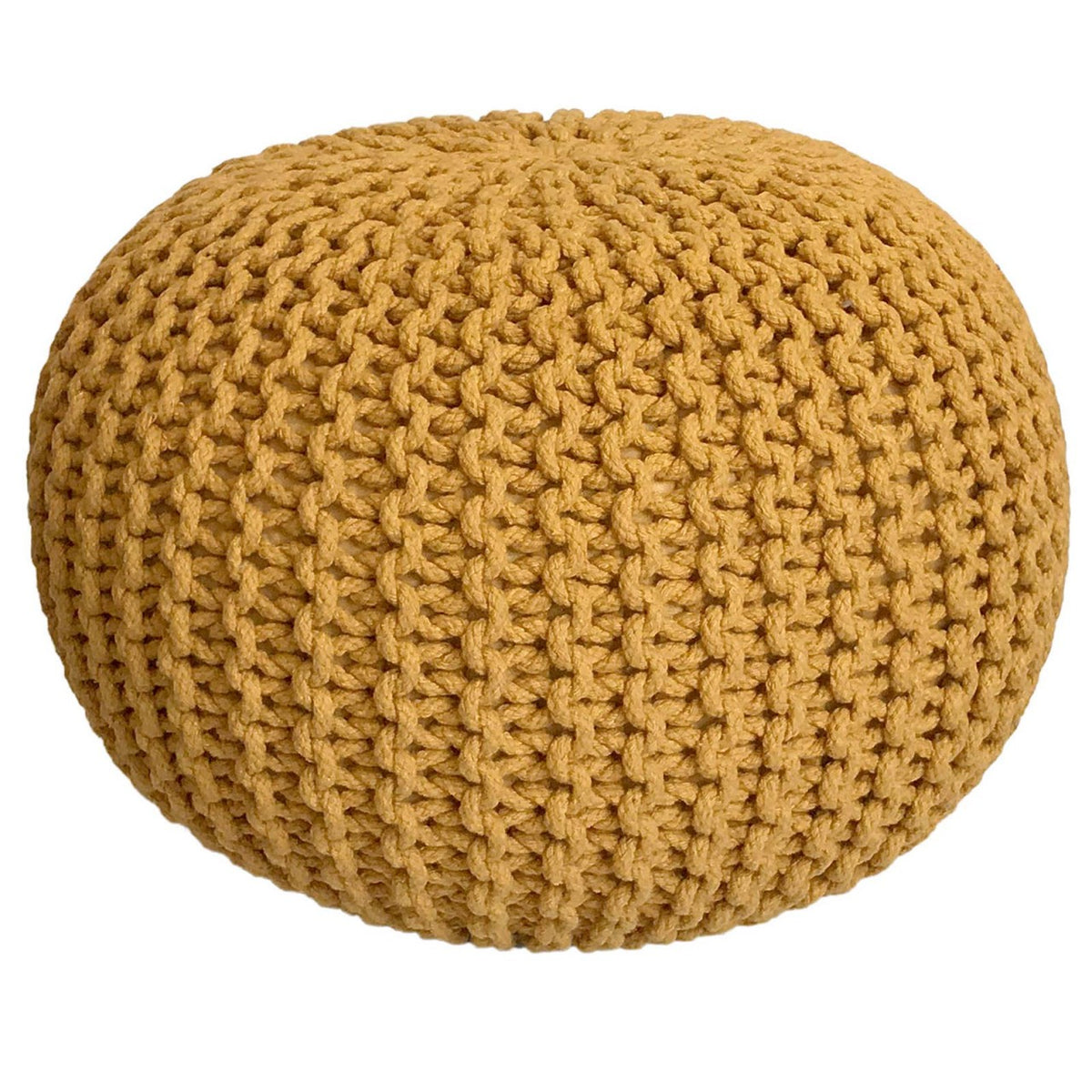 Pouf made of recycled cotton, chunky knit design, round seat shape | MVG Voglrieder