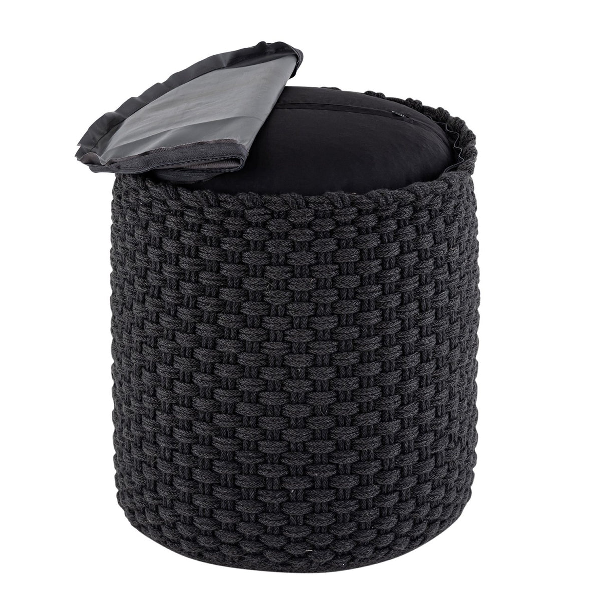 Pouf – Recycelter Kunststoff, Strick Design, Anthrazit Grau - Merino | MVG Voglrieder