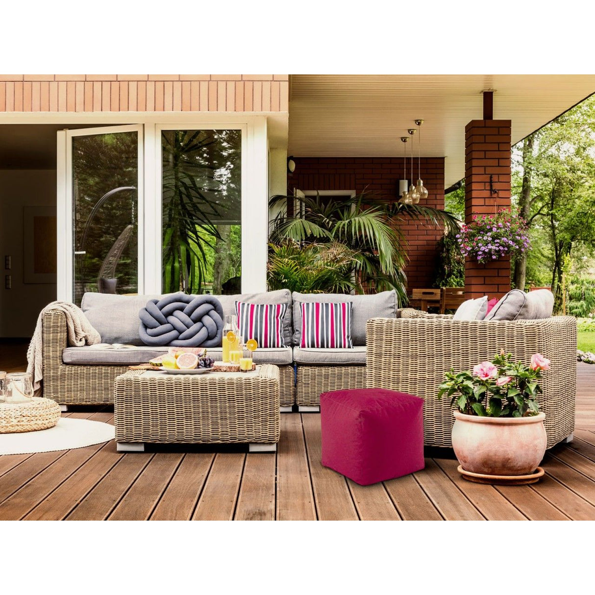 Pouf – Nylon Stoff, Wasserfest, Bordeaux Farbe - Bamba | MVG Voglrieder