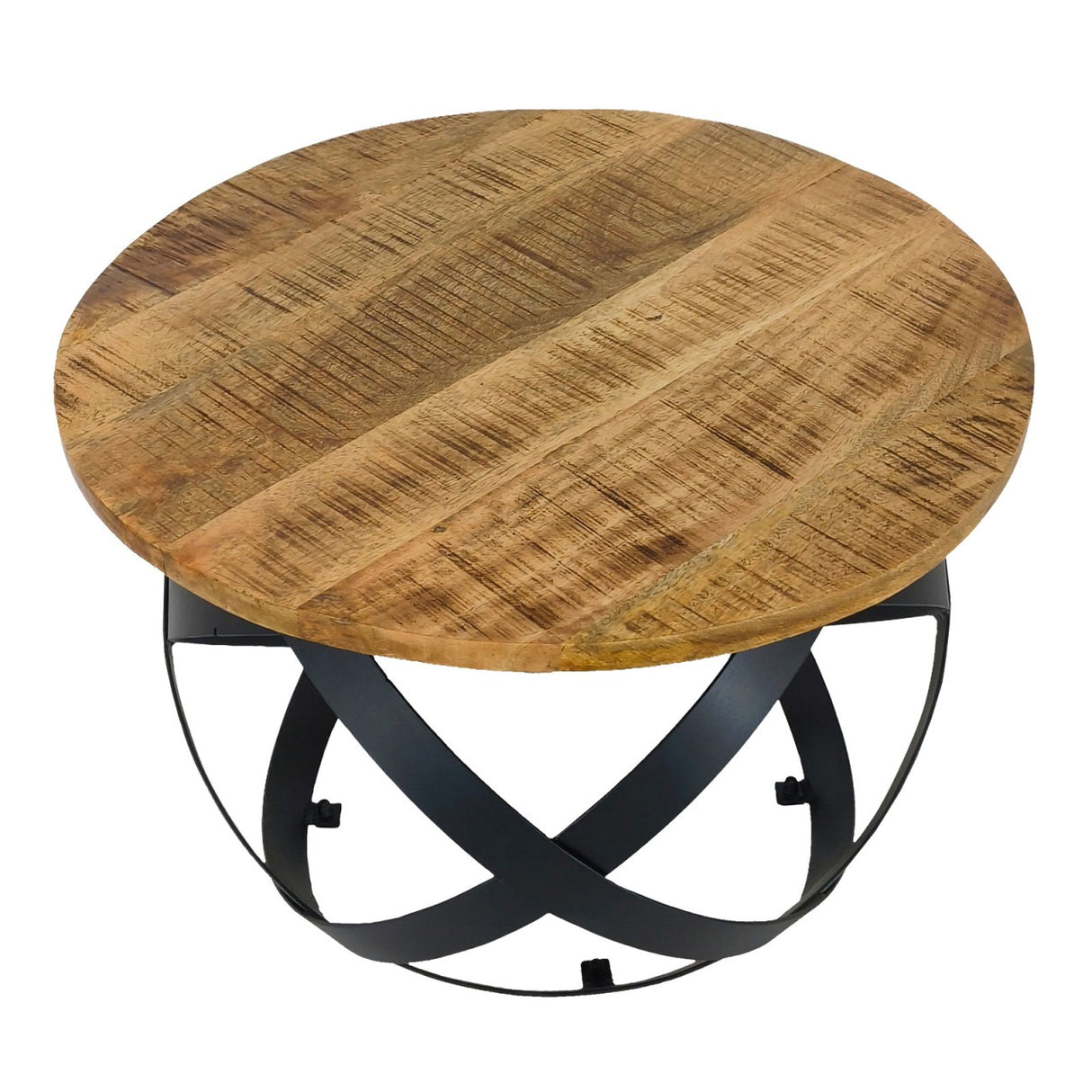 Beistelltisch – Recyceltes Holz, Metall Gestell, Schwarz Finish, 55 cm - Orbit | MVG Voglrieder
