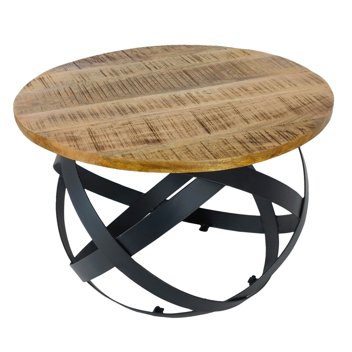 Beistelltisch – Recyceltes Holz, Metall Gestell, Schwarz Finish, 55 cm - Orbit | MVG Voglrieder