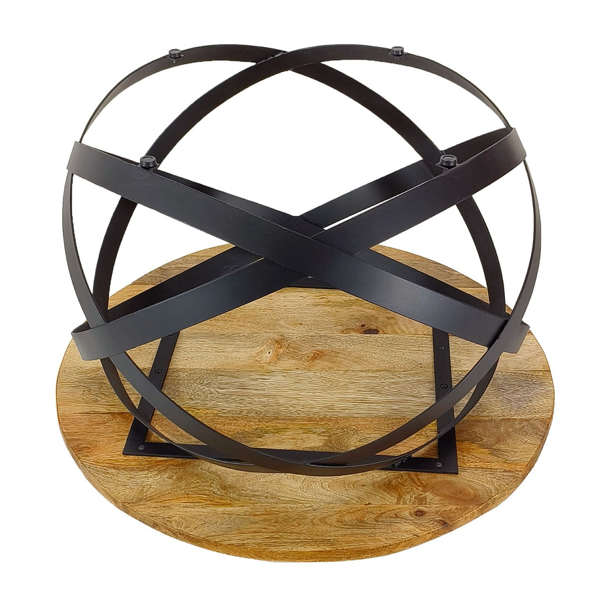 Beistelltisch – Recyceltes Holz, Metall Gestell, Schwarz Finish, 55 cm - Orbit | MVG Voglrieder