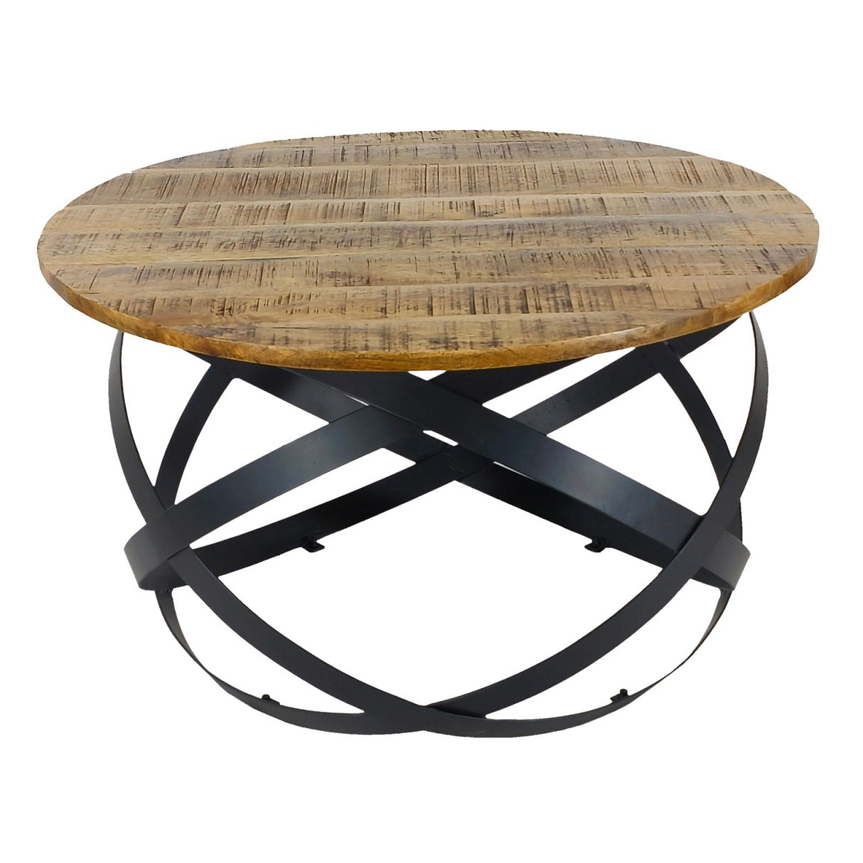 Beistelltisch – Recyceltes Holz, Metall Gestell, Schwarz Finish, 75 cm - Orbit | MVG Voglrieder