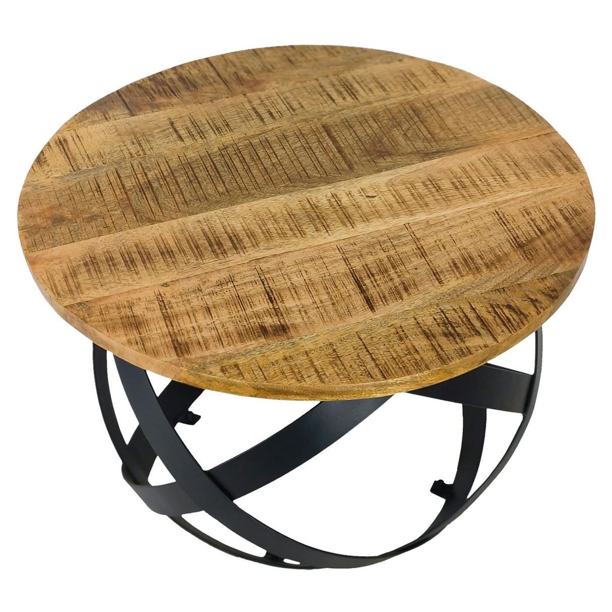 Beistelltisch – Recyceltes Holz, Metall Gestell, Schwarz Finish, 75 cm - Orbit | MVG Voglrieder