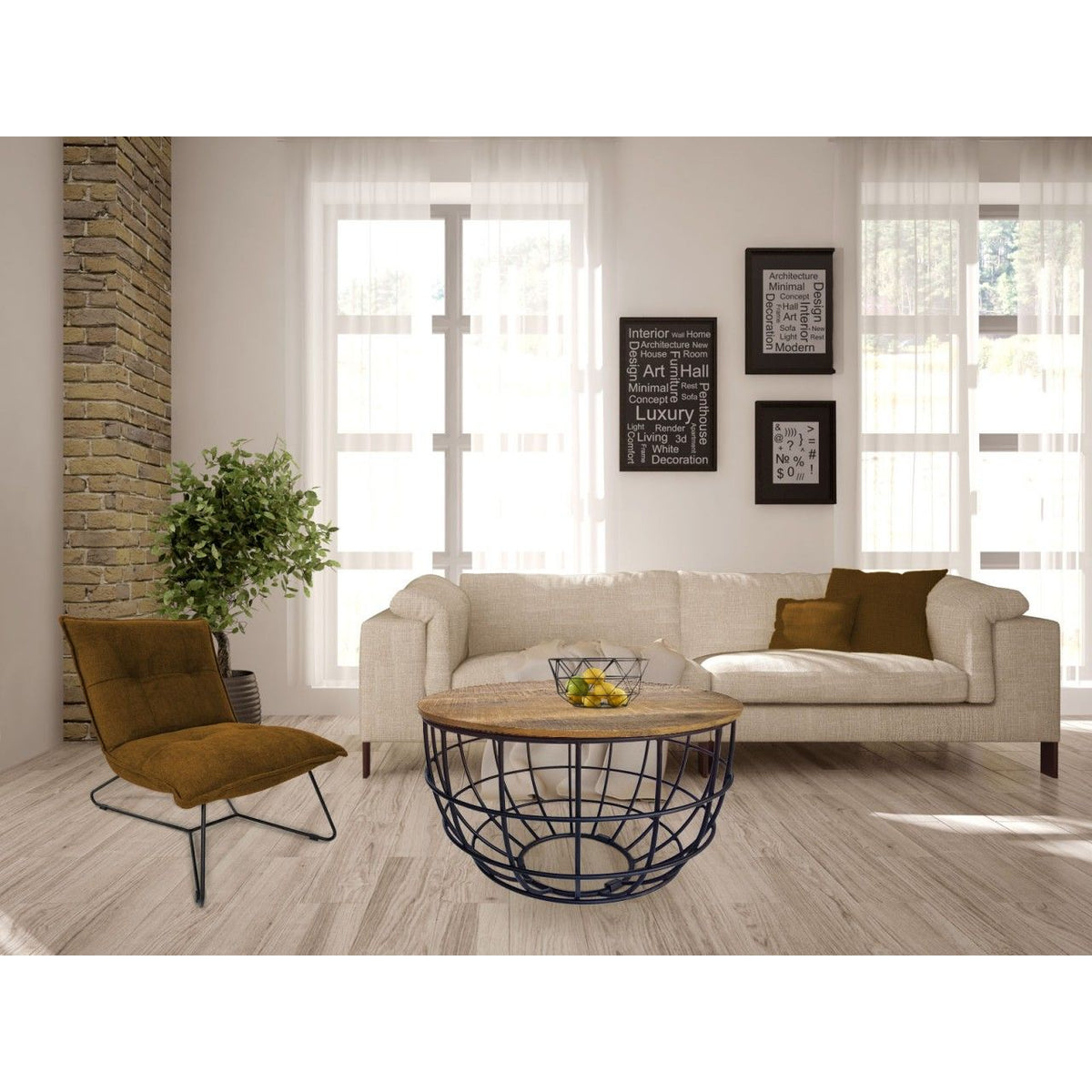 Couchtisch – Altholz, Metall Gitterrahmen, Tabak Holzfarbe - Lexington | MVG Voglrieder
