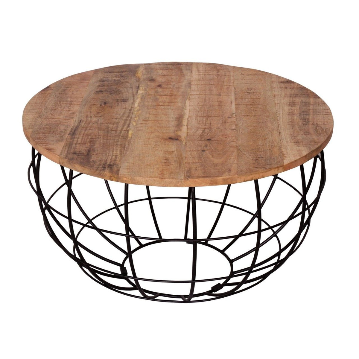 Couchtisch – Recyceltes Holz, Metall Rahmen, Tabak Farbe, 47 cm Höhe- London | MVG Voglrieder