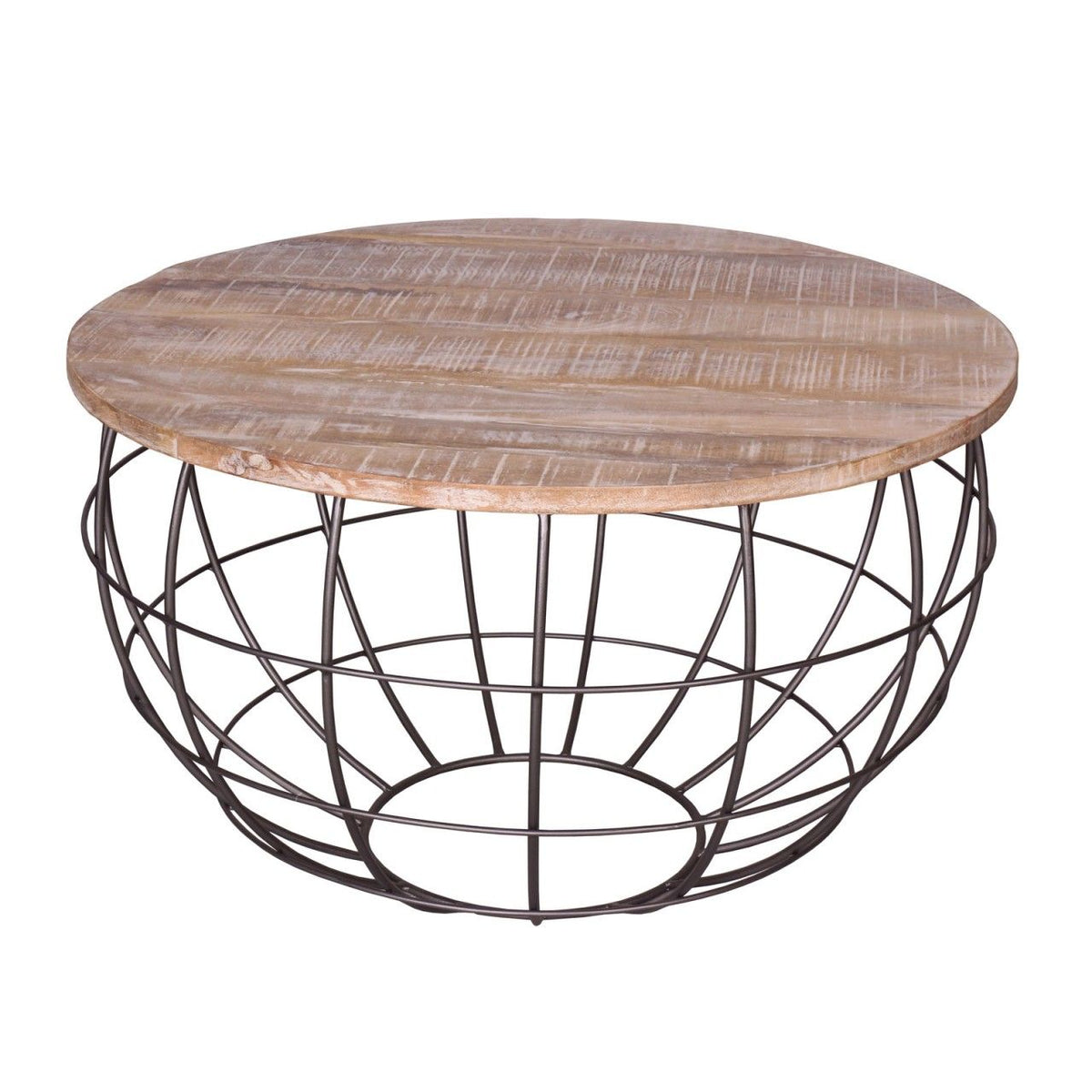 Couchtisch – Recyceltes Holz, Metall Rahmen, Antik Silber, 47 cm Höhe - London | MVG Voglrieder
